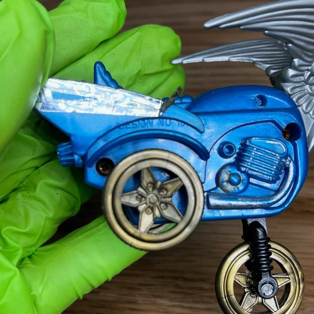Vintage Galaxy Rider Eagleman Press Down Go Action Motorcycle Toy Loose Blue VTG